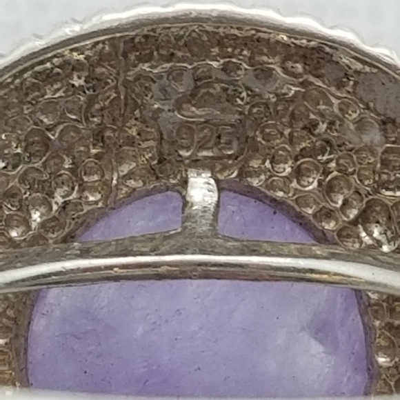 VINTAGE STERLING SILVER RING SET WITH MARCASITE &  GENUINE AMETHYST GEMSTONE - Picture 8 of 8